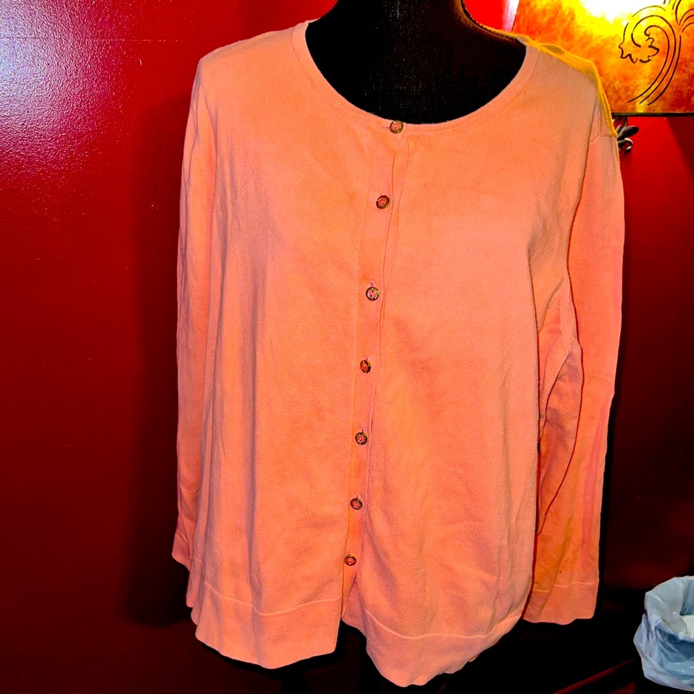 Spring !! Cardigan coral button front by Isaac‎ Mizrahi size2x